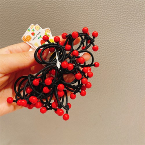 30pcs Children Girls kids stage performance hair accessories rubber band does not hurt the hair elastic good red bead hair ring baby headdress hanfu hair rope tie 